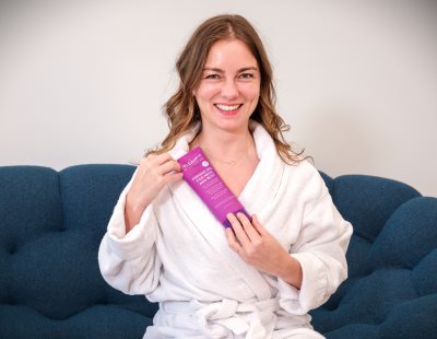 CEO, Ada Polla, with our best selling Firming Gel For Neck and Bust.  Clinically-proven to have an immediate lifting and tightening effect.